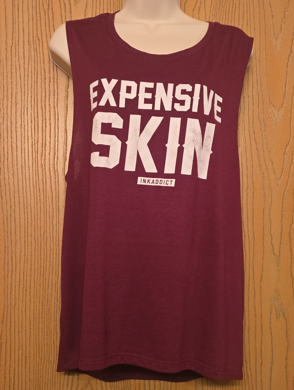 InkAddict Maroon 'Expensive Skin' Graphic Muscle Tank
